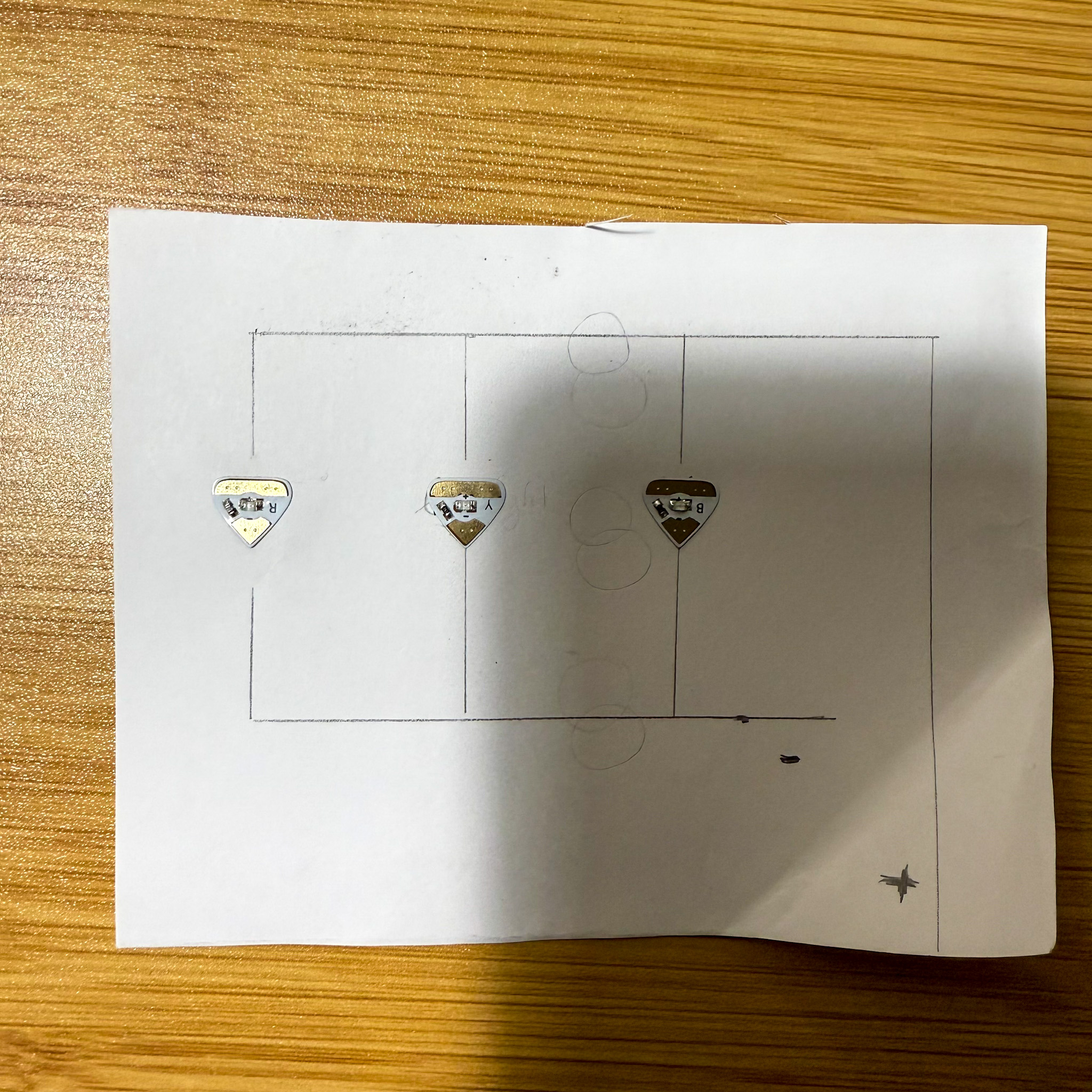 Placing the LED light stickers in the right position.
