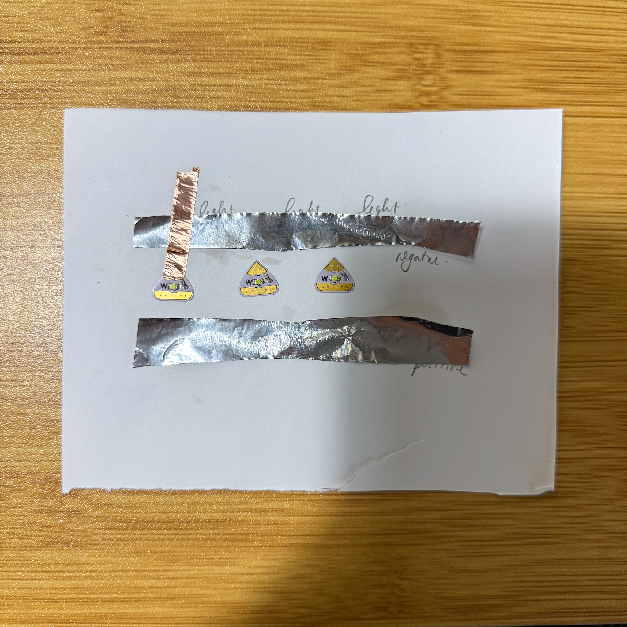 Placing the LED light stickers in the right position.