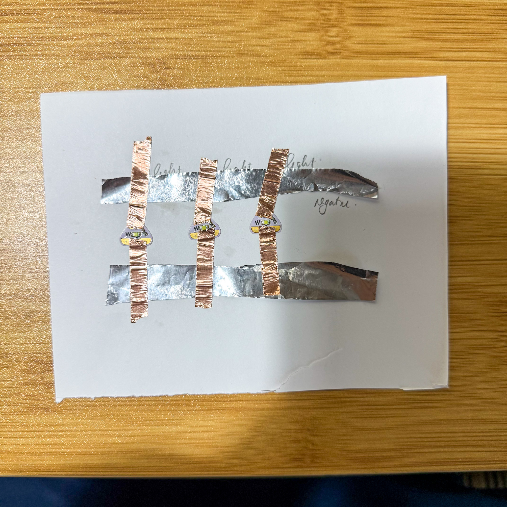 Placing the conductive materials on the circuit. For this circuit, I used foil, conductive tapes and conductive fabric.