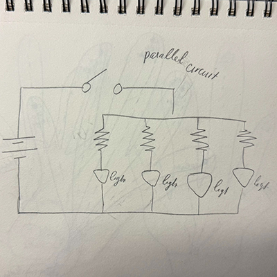 Sketch of LED lights placement on the circuit
